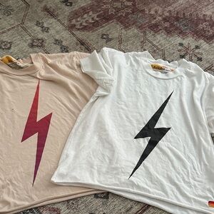 Aviator nation lightening bolt tees both xs